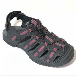KHOMBU Jack Black Gray Red sandals size 4